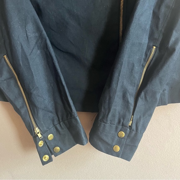 Vaute Couture Black Vegan Waxed Canvas James Moto Jacket Size L - Picture 5 of 12